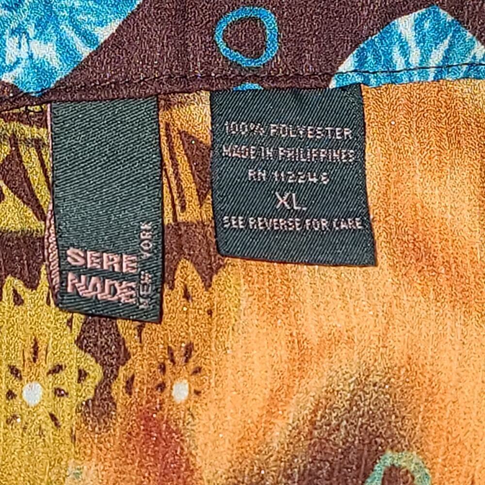 Sere Nade women's Dopamine flare sleeve mini pleated blouse brown Size XL quirky